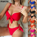 PASUXI Sexy Bikini Push up Women Swimsuits Female Micro Bikini Set Solid Swimwear Bathing Suit Swimming Suits