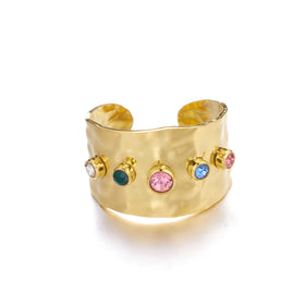 2023 Newest Colorful Zircon Stainless Steel 18k Pvd Plating Non Tarnish Finger Rings