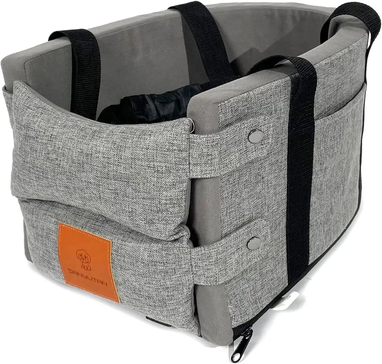 Dog Car Booster Seat Eco-Friendly 100% Cotton Solid Pattern Removable Washable Safety Storage Travel Bag with Straps