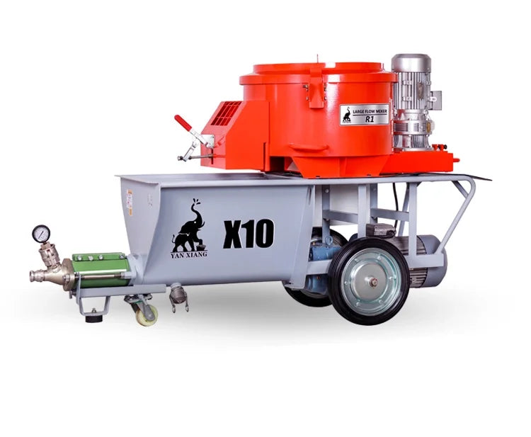 X10 Cement Spray Plaster Machine with Mixer Concrete Spraying Machine Featuring Pump Engine Motor-Core Components