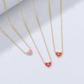 New Arrival High Quality 925 Silver Enameled Red Heart White Zircon Stone Pendant Necklaces