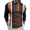 new Custom Europe and America New Polo Shirt Zipper Splice Plaid Long Sleeve Men's Polo T-Shirt Cotton