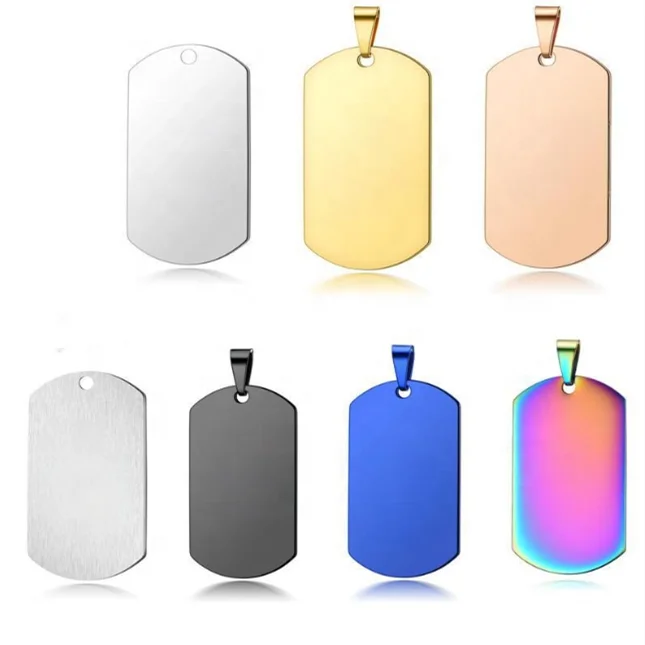Wholesale Metal Stainless Steel Custom Blank Dog Tag Pet Tag Multi-Color Customizable Blank Engravable Jewelry Accessories
