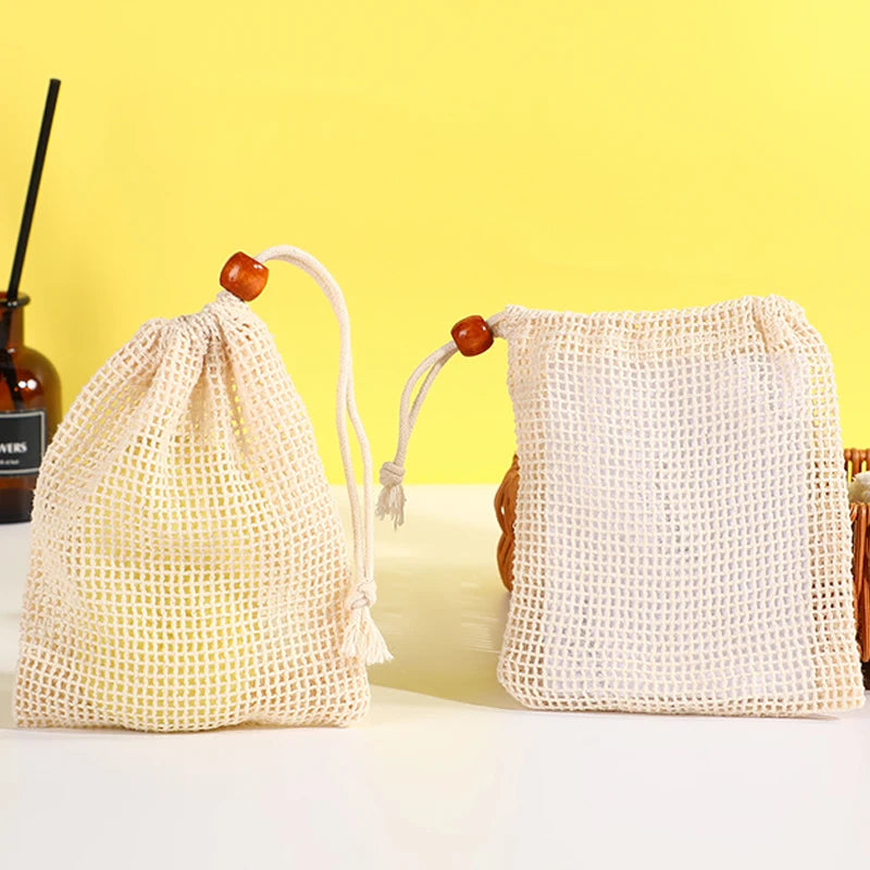 10pcs Sisal Linen Cotton Mesh Drawstring Packaging Soap Saver Gift Pouch Organic Cosmetic Soap Bag