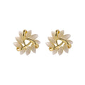 Geometric Triangle Cat's Eye Stone S925 Silver Stud Earrings 18K 14K Gold Plated with Opal