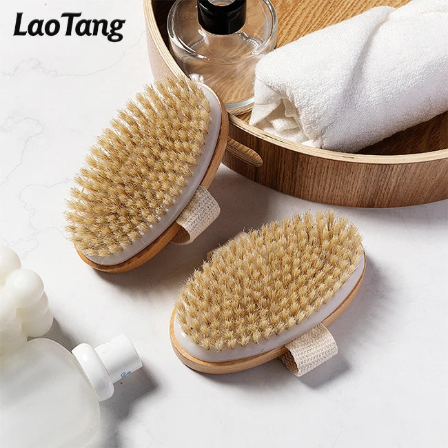 Support OEM/ODM Long Handle Massage Body Brush Exfoliating Wooden Shower Brushes