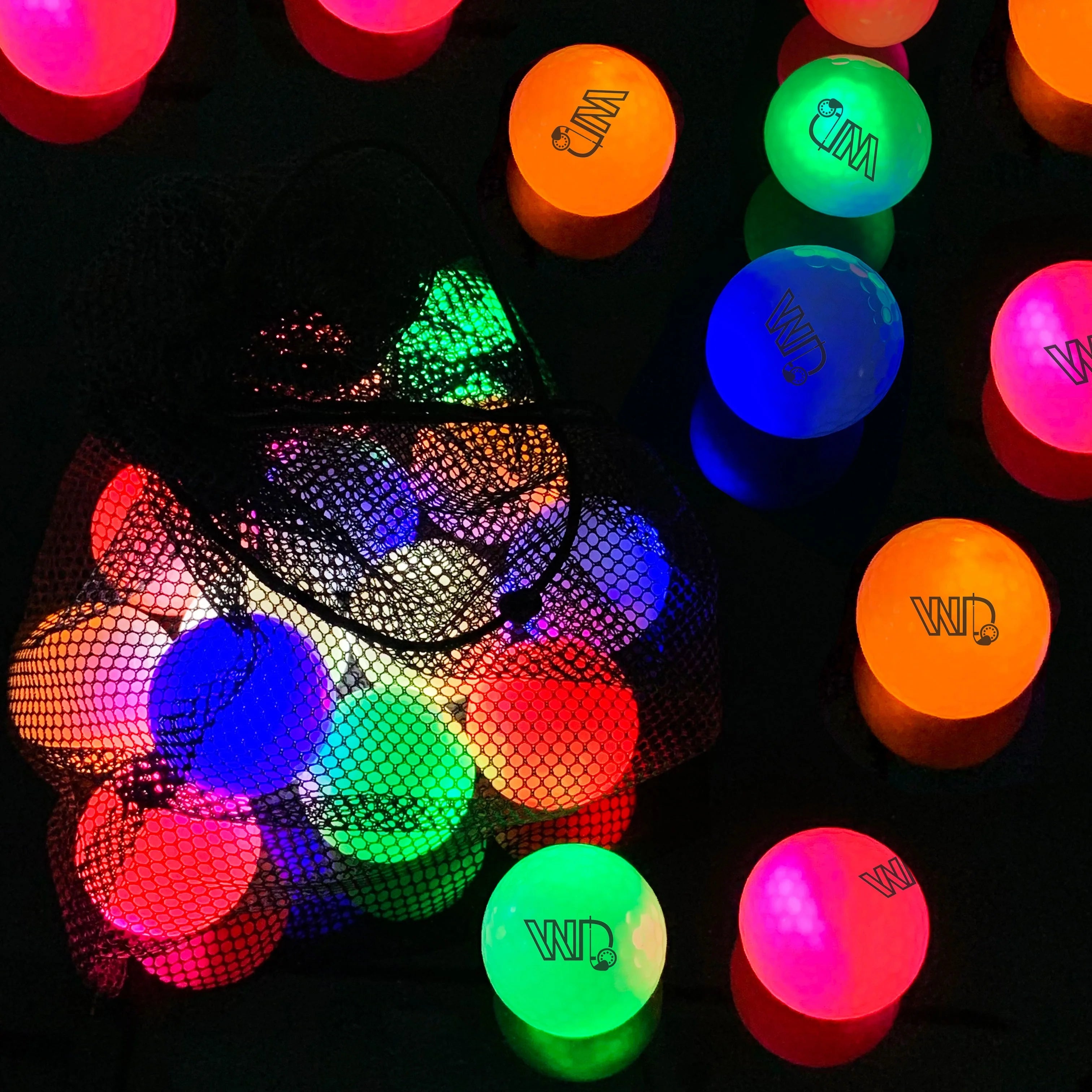 Wholesale Customized Logo LED Golf Balls Colorful Night Light up Surlyn with Popular Glow Effect