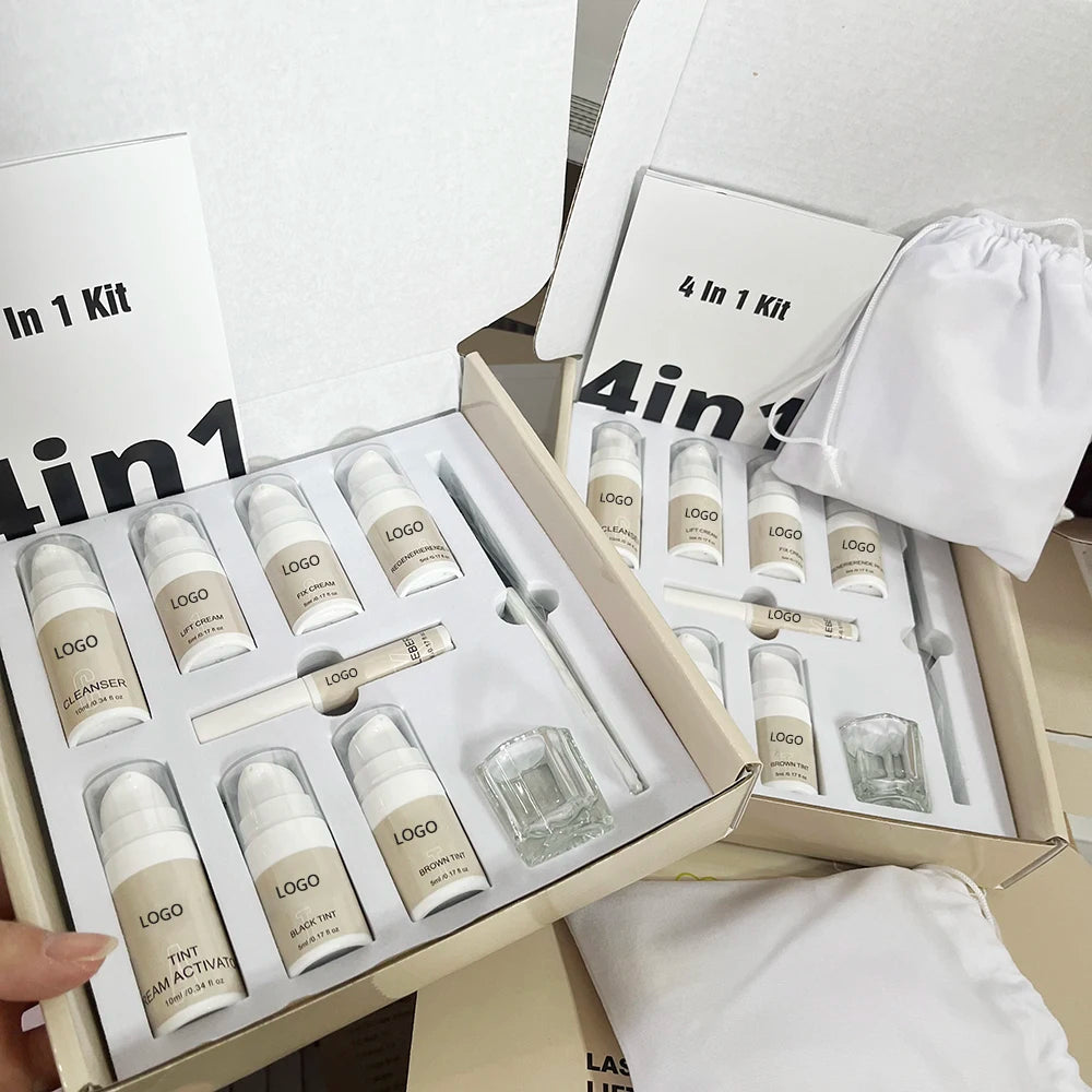 Custom logo 4 in 1 Lash Lift Perm Kit Perm Curing Eyebrow Lamination Lifting Semi Permanent Eyelash Extension Lash Brow Lift