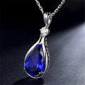 BINSHUO 18K White Gold Pendant Set with 13 Carat 5A Tanzanite & Sapphire Necklace Stylish for Wedding Engagement or Party