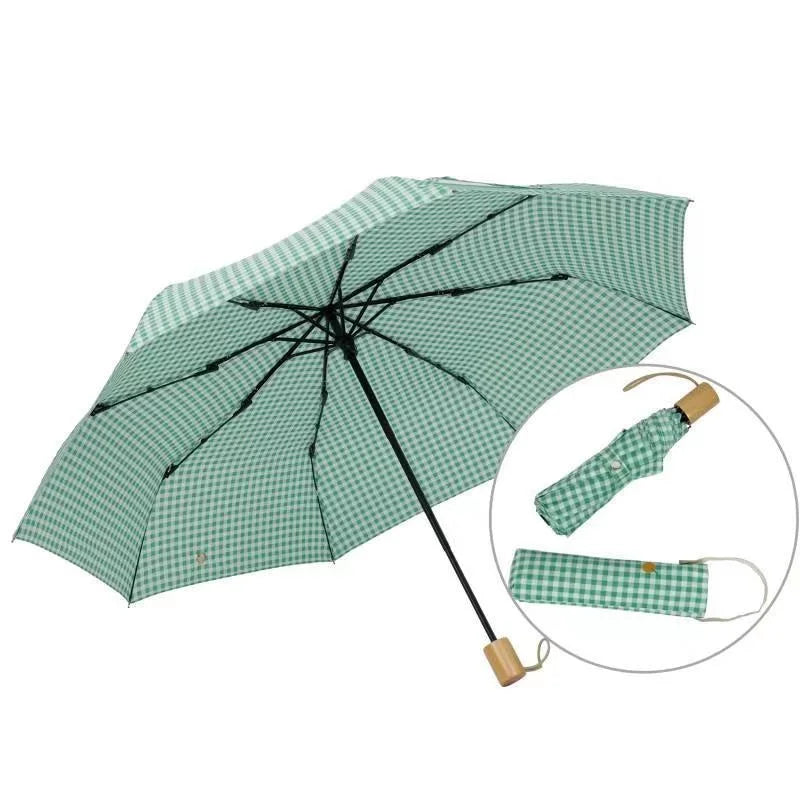 Fashion Wood Handle Umbrella Japanese 3 Folding Umbrella Windproof Wooden Handle Umbrellas