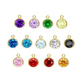 Vintage 18K Gold Plated Stainless Steel Birthstone Pendant with Birthday Stone Zircon Jewelry Accessories for Birthday Gift