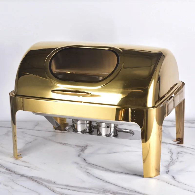 Professional Roll Top Stainless Steel Hotel Catering Chafing Dish Steel Buffet Set Equipment Food Warmers for Sale