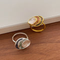 Wholesale Abstract Overlapping Enamel Wide Band Ring Multi Layer Irregular Oval Statement Ring Trendy Artistic Jewelry