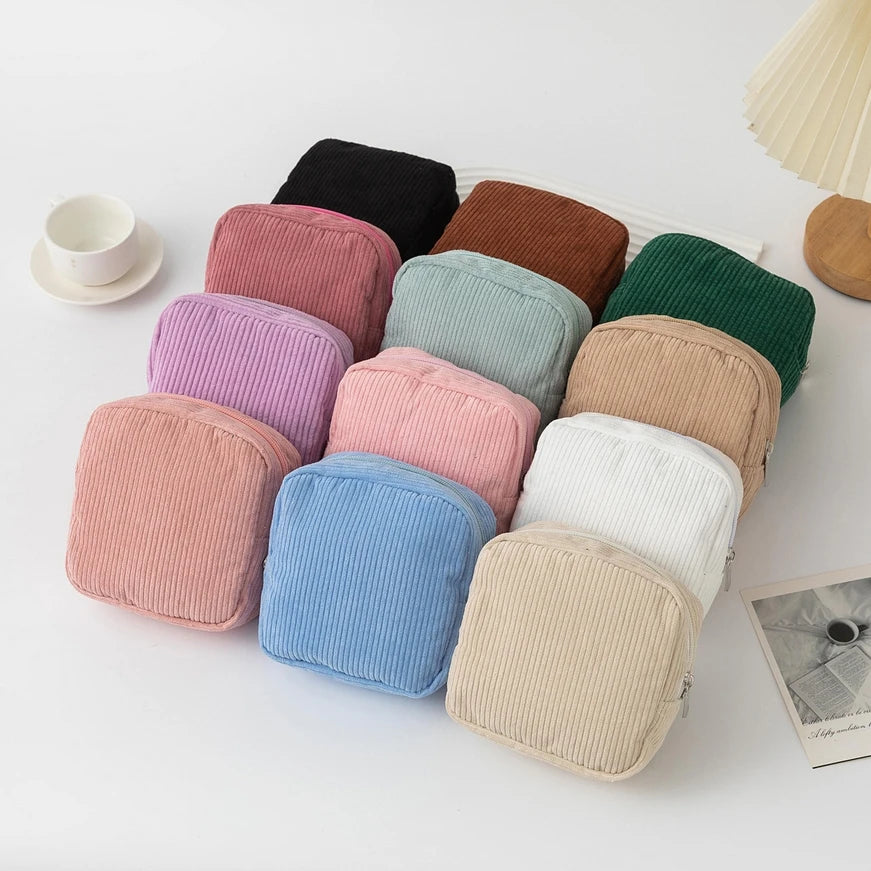 Factory Wholesale Small Corduroy Cosmetic Bag Multifunctional Portable Sanitary Napkin Storage Bags Cute Gift Mini Coin Purses