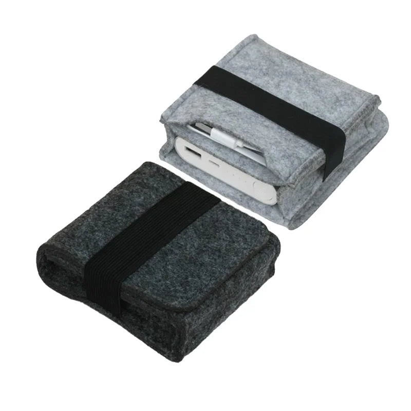 Customizable Polyester Felt Storage Case External Battery Pack Shockproof Organizer Bag for Computer Features Custom Bag Clips