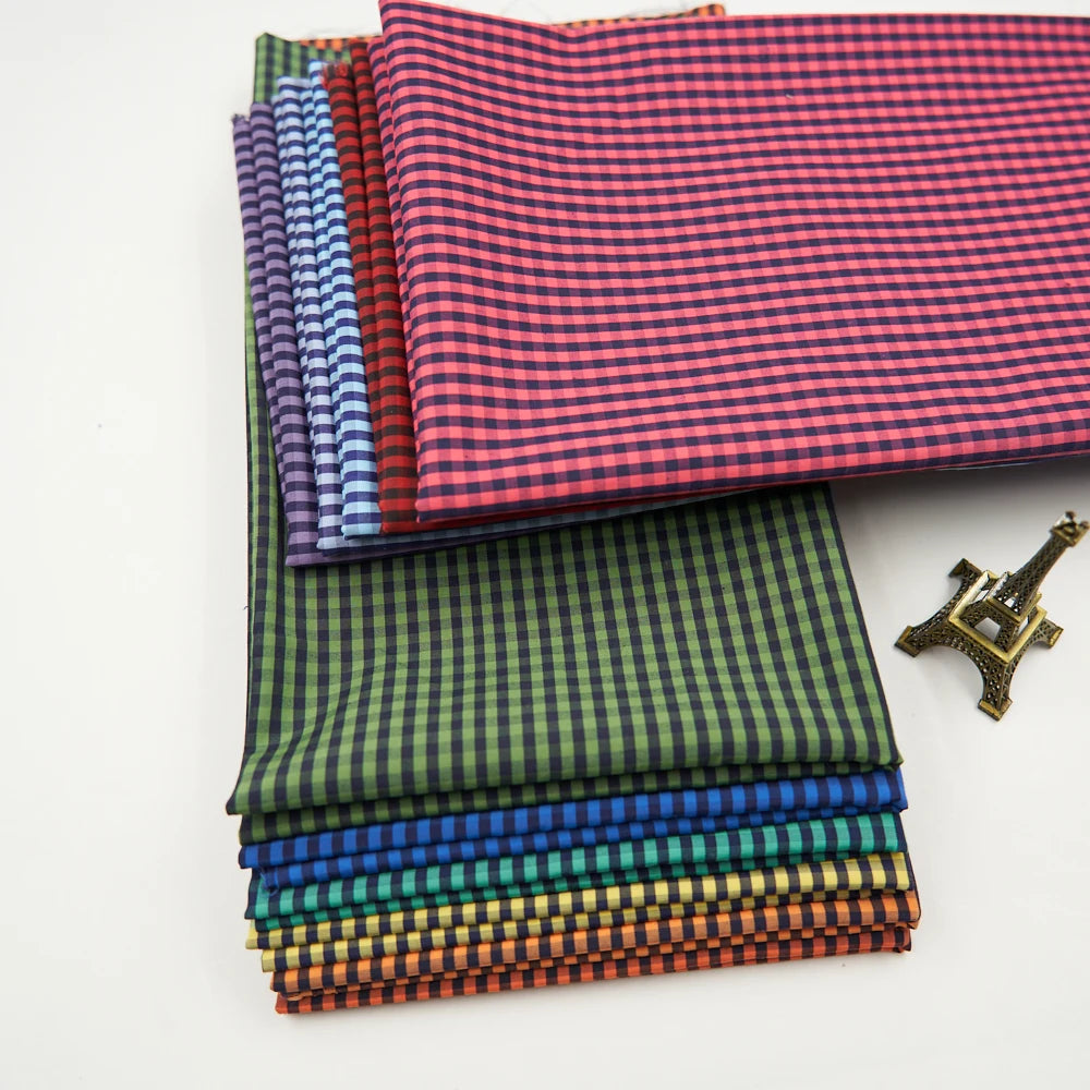 Classic Colorful Check Plaid Yarn-Dyed Polyester Cotton Woven Twill Fabric Poplin Breathable for Boys and Girls Dress Shirt