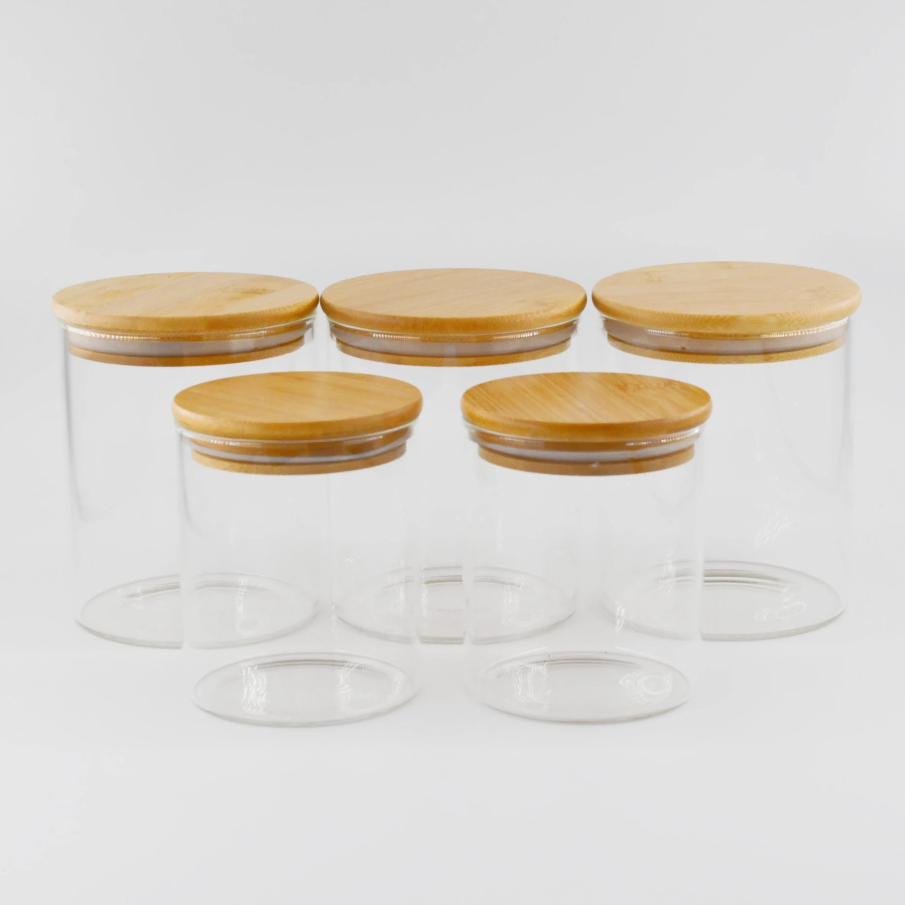 Borosilicate Glass Kitchen Storage Jars with Bamboo and Wooden Lids Food Canisters for Effective Storage