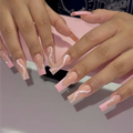 Temooi False Nails Press on Wholesale Glitter Long Coffin 24Pcs ABS Finger Nails With Nail Glue