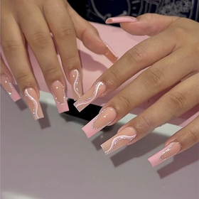 Temooi False Nails Press on Wholesale Glitter Long Coffin 24Pcs ABS Finger Nails With Nail Glue