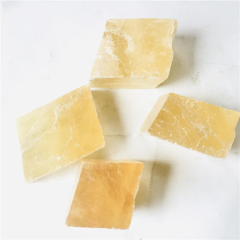Wholesale Natural High Quality Iceland Spar Stone Optical Yellow Calcite Crystal Cube for Decorative