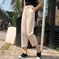 50%OFF S-2XL Spring Summer Cotton Casual Pants Cropped Elastic Waist Pants Women's Overalls