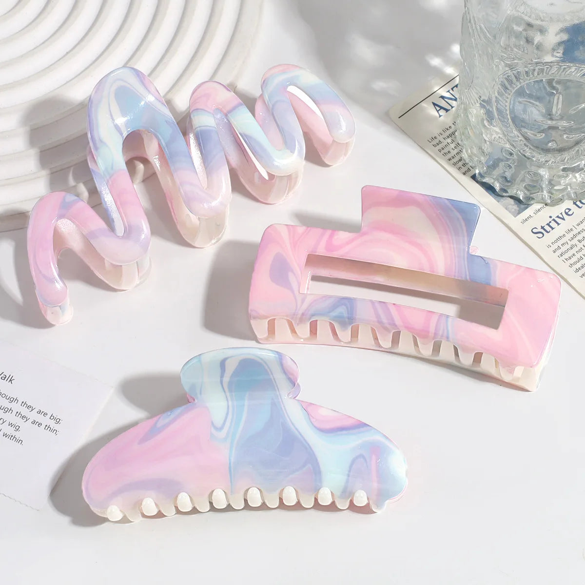 Korean Version of the Fashion Sweet Super fairy Gradient Faint Color Wave Grab Clip All Large Back Hair Clip Hair Accessories