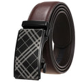 Factory Custom Logo Men's Automatic Buckle Belt Genuine Leather Belts Two-layer Cowhide Waistband Ratchet Belt with Alloy Buckle