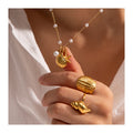 ERESI Fashion Jewelry Ocean Series Waterproof 18K Gold Plated Stainless Steel Pearl Starfish Seashell Pendant Necklace for Girls