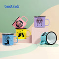Bestsub Wholesale Matt Color Printed Tazas Customized Logo Sublimation Blank Ceramic Coffee Mug Custom Camping Steel Enamel Mugs