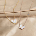 Fashion Jewelry Mother of Pearl 18K Gold Plated Butterfly Pendant Tarnish Free White Shell Butterfly Necklace Stainless Steel