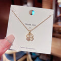 Temperament Clover Pendant Necklace Stainless Steel Zircon Women Gold Necklace Fashion Jewelry Accessories Gift