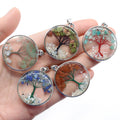 Newest Natural Raw Crystal Stone Chips With Tree of Life Quartz Wishing Bottle Gemstone Resin Pendant Necklace