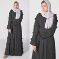 Casual Solid Color Floral Decoration Open Front Abaya Middle East Muslim Robes Dress Abaya Women