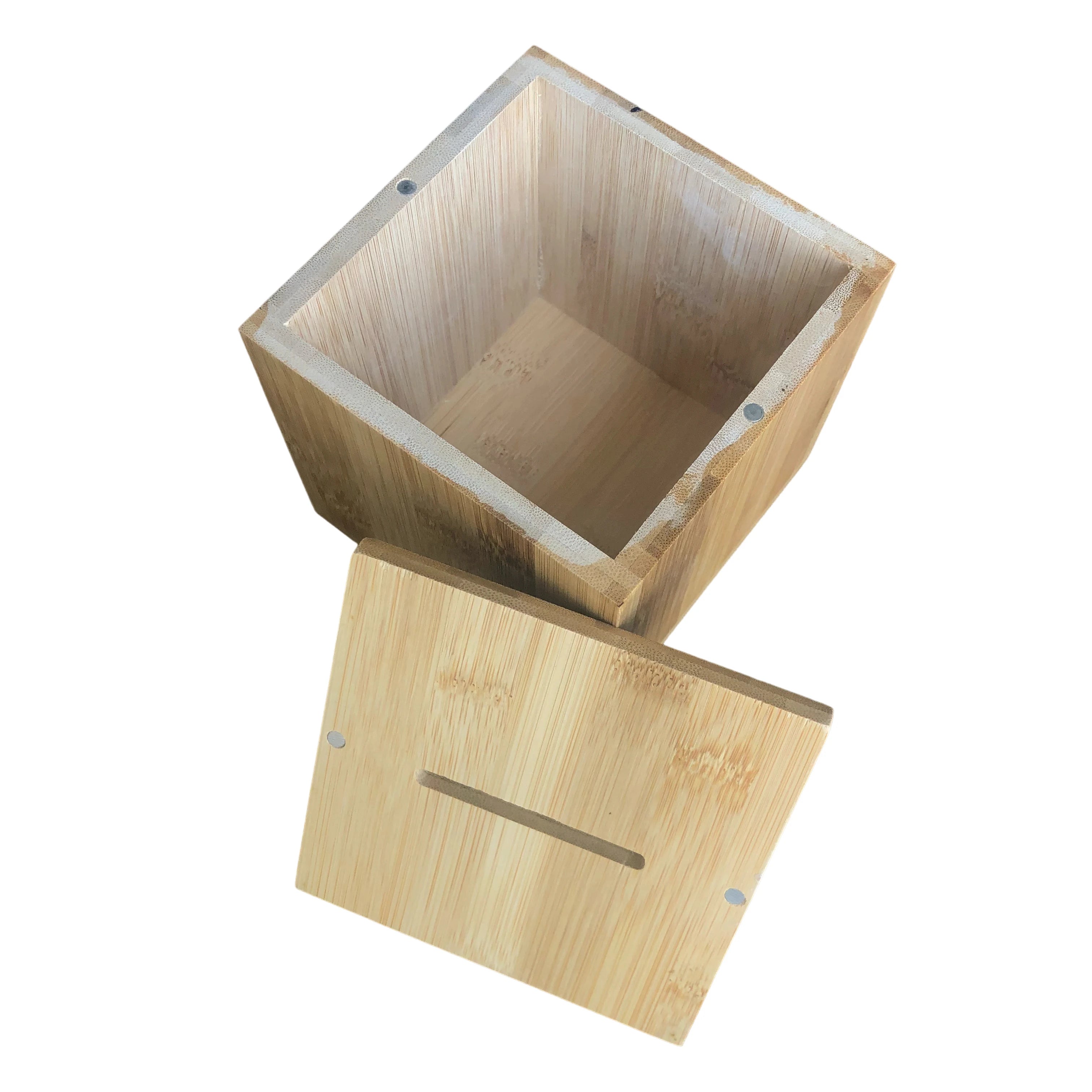 Custom Varnished Craft Gift Tissue Collecting Charity Storage Packaging Wood Bamboo Box