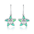 Newest Design Dancing Diamond Jewelry 925 Sterling Silver Green Opal Starfish and Dancing Diamond Earrings