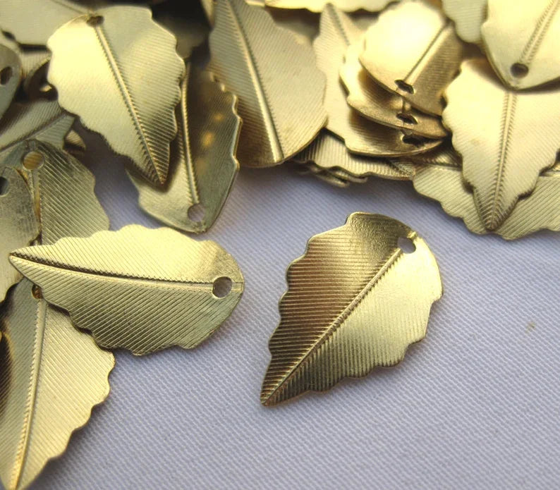 Leaf Charm Brass Filigree Findings for Earring Bracelet Making