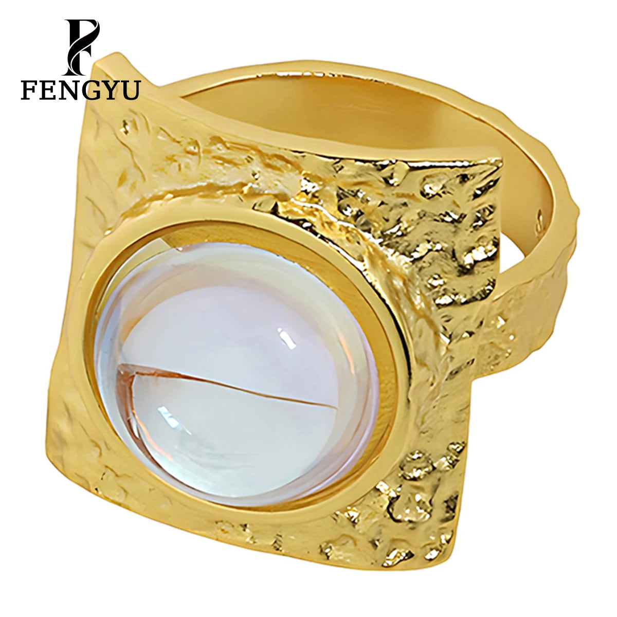 Fine 18k Gold Hammered Gemstone Rings for Women 925 Sterling Silver Fashion Statement Ring Designer Custom Jewelry Wholesale