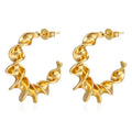Stainless Steel Jewelry C-shaped C-shaped Earrings 18k Gold Plated Personalized Hollow Twist Rope Hoop Stud Earrings for Women