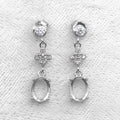Sterling Silver 6*8mm Semi Mount Stud Eardrops Empty Frame Support Blank Setting S925 Base Without Center Stone DIY for Inlay
