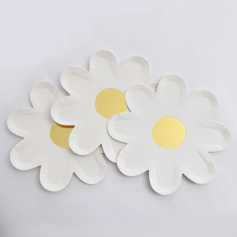 Custom Party Paper Plates Daisy Paper Dining Plate Disposable Eco-friendly Birthday Party Paper Plates for Kids