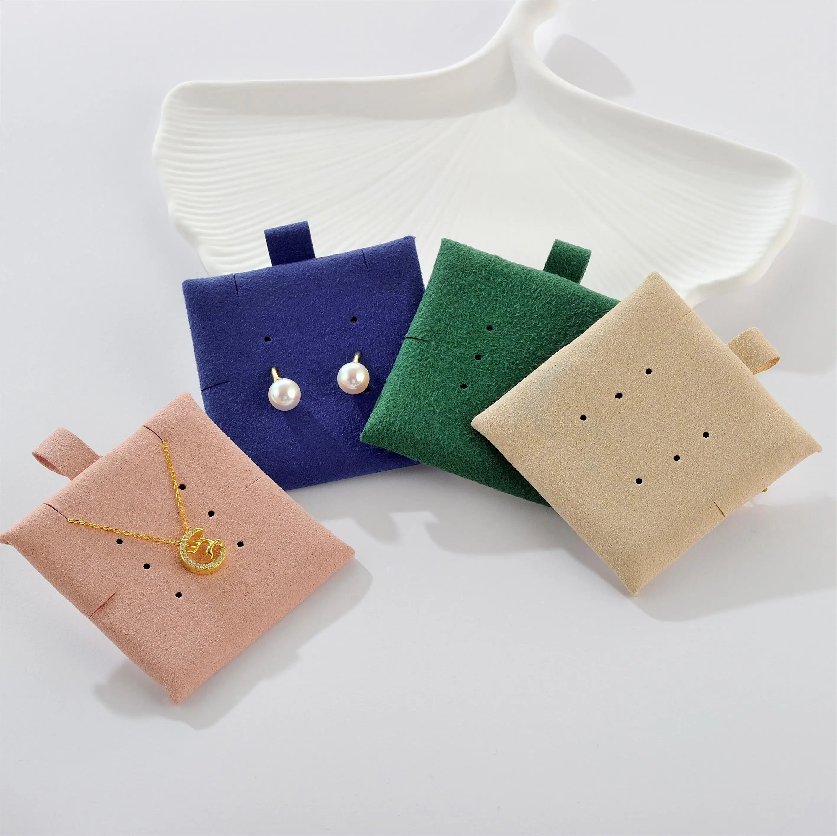 Customized Microfiber Waterproof Suede Jewelry Display Card Microfiber Waterproof Suede Jewelry Tag with Logo Punching