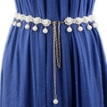 Trendy Ladies Pearl Beaded Belt Fashion Accessory with Pendant Waist Chain