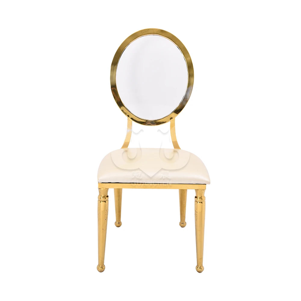 Manufacturer Wholesale Stackable Stainless Steel Modern Outdoor Restaurant Wedding Event Dining Round Back Fashion Chair
