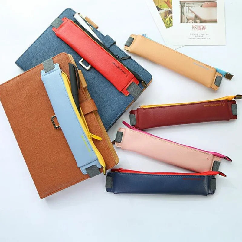 LOGO Custom Elastic Band PU Leather Pen Pencil Holder Pen Sleeve Case for Notebooks