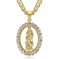 Duyizhao Factory Latest Personalized Design Hip Hop Oval Hollow Catholic Virgin Mary Pendant Necklace Jewelry