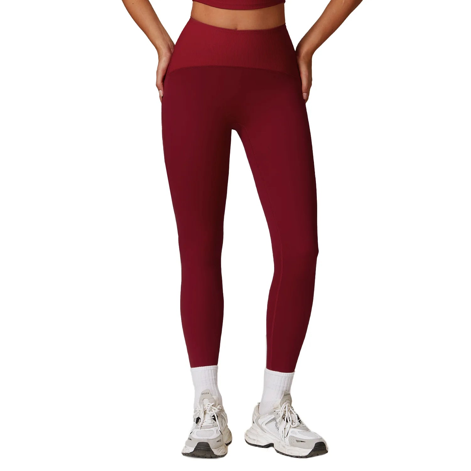 High Waist Tight Yoga Pants Threaded Waist Patchwork Running Sports Fitness Pants Slimming Look Hip Lifting Yoga Pants for Women
