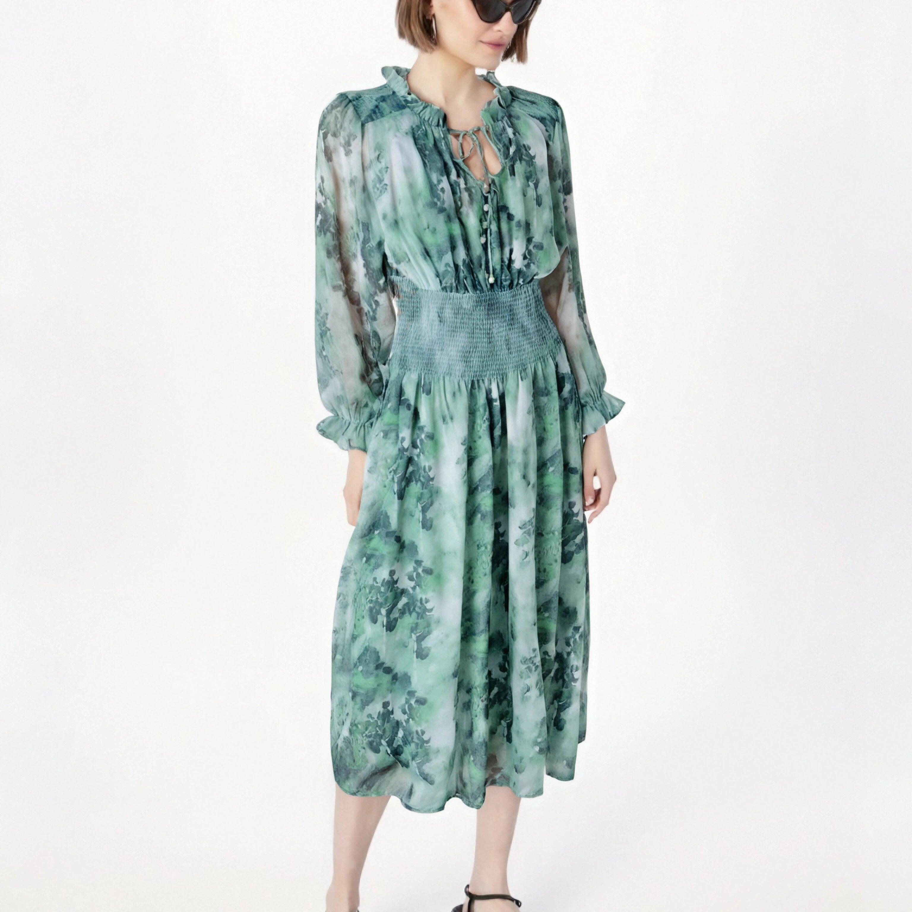 Wedding Dresses Women's Dress Strap Butterfly Flower Waist Cinching Long Sleeved Casual Holiday Dress