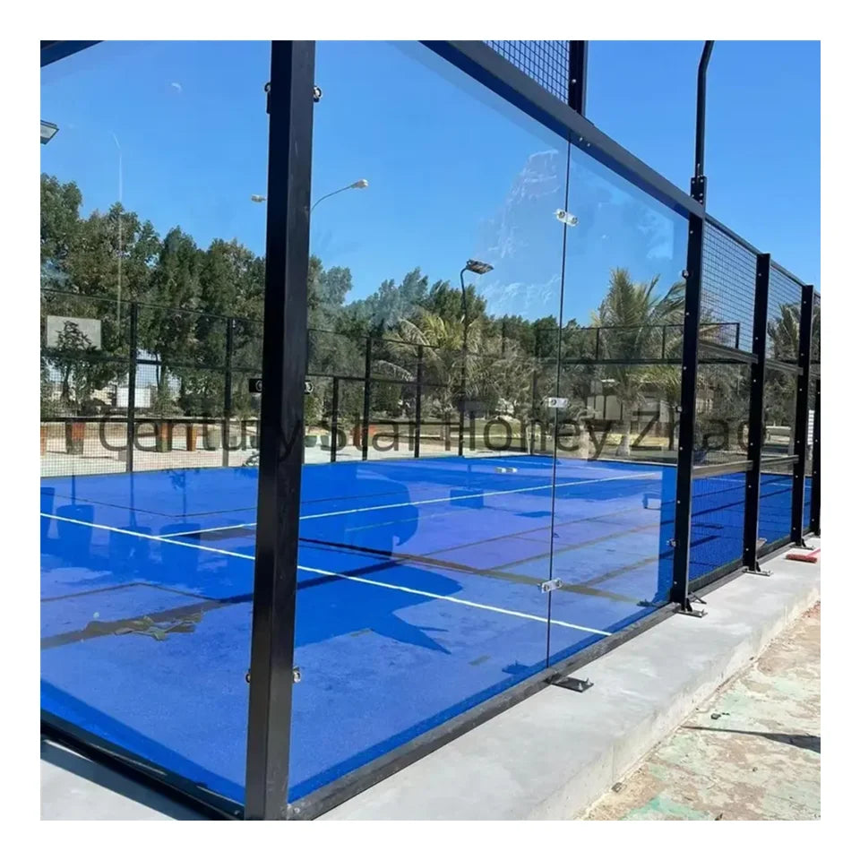 Factory Price 12mm Tempered Glass Panoramic Padel Tennis Court Perruque Coupe Court
