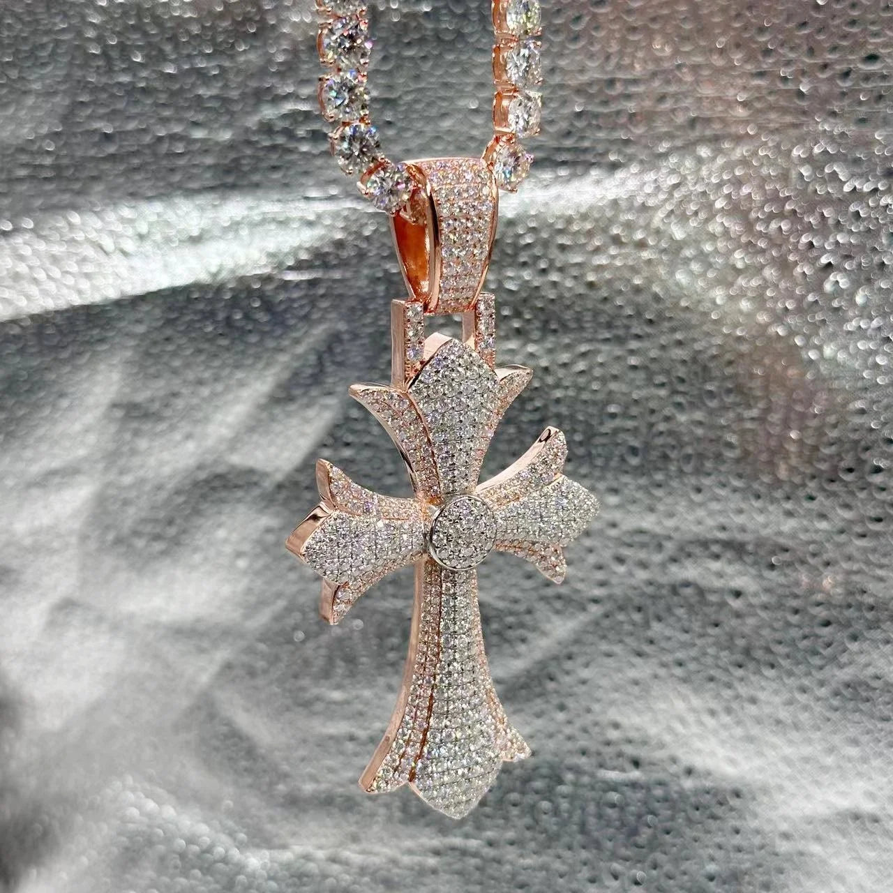 Pass Diamond Tester VVS Moissanite 925 Silver 10k 14K 18k Real Gold Plating Christ Jesus Religion Crucifix Cross Pendant