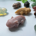 Natural Crystal Carved Salamander 2" Mixed Material Yellow Calcite Obsidian Quartz Salamander